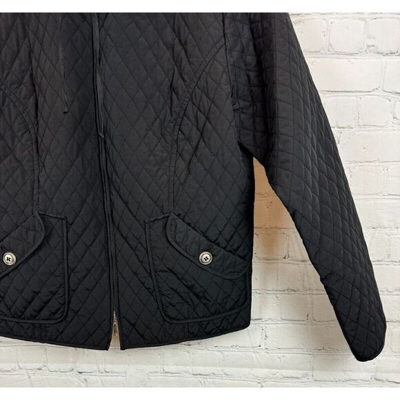 CHICO'S black quilted full zipper collared jacket blazer size 1 M - Picture 2 of 7